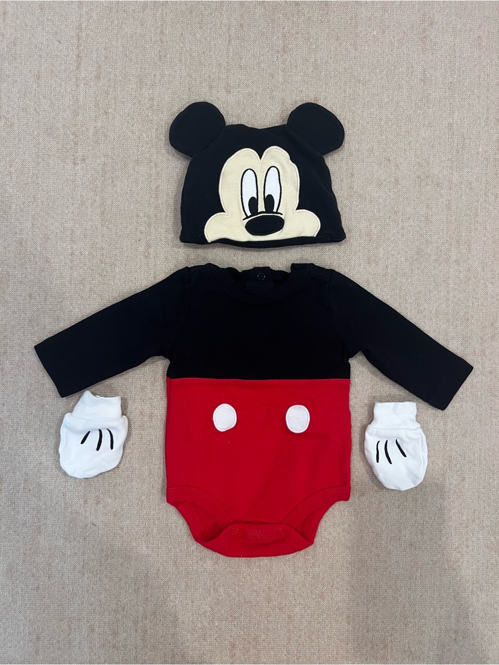 Disney Baby Mickey Mouse Bodysuit Outfit Set 3–6 M 100% Cotton Adorable Costume